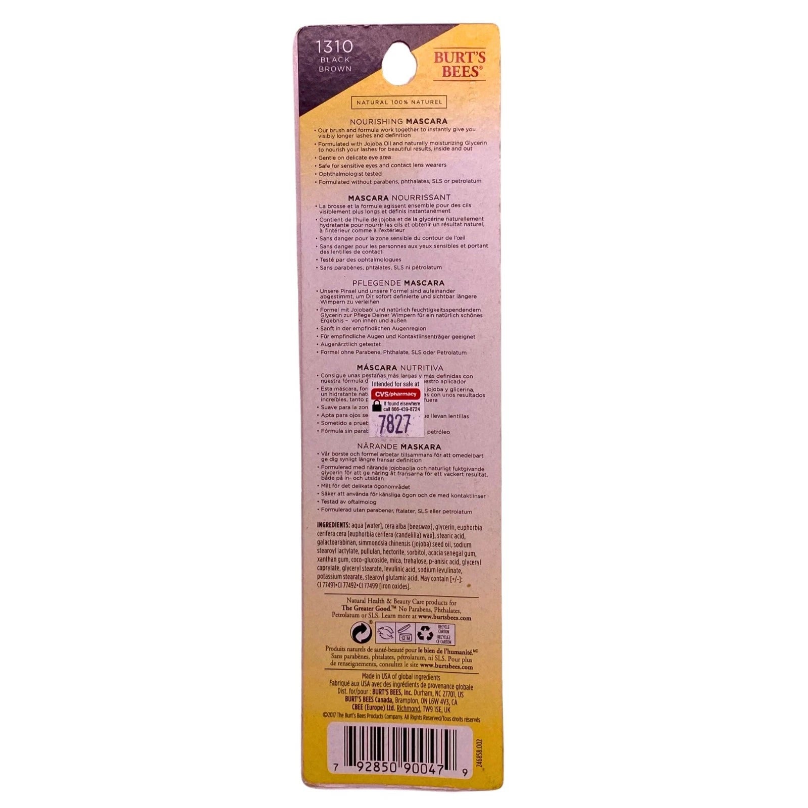 Burt's Bees Nourishing Mascara - 1310 Black Brown, 100% Natural with Jojoba Oil 2