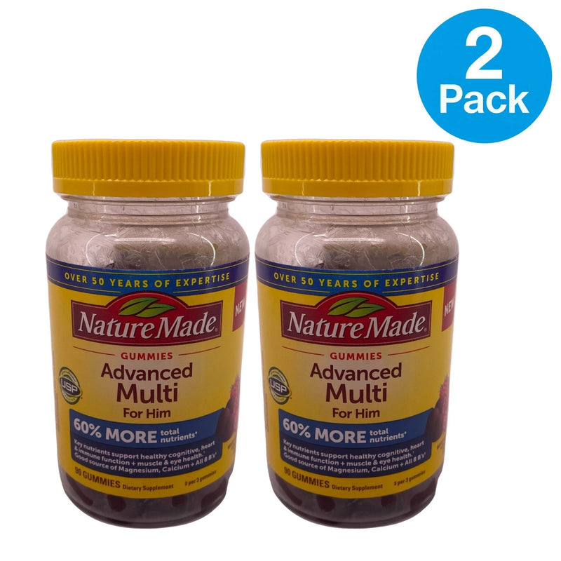 Nature Made Advanced Multi For Him 90 Gummies Men's Multivitamin 2 Pack Exp 03/2