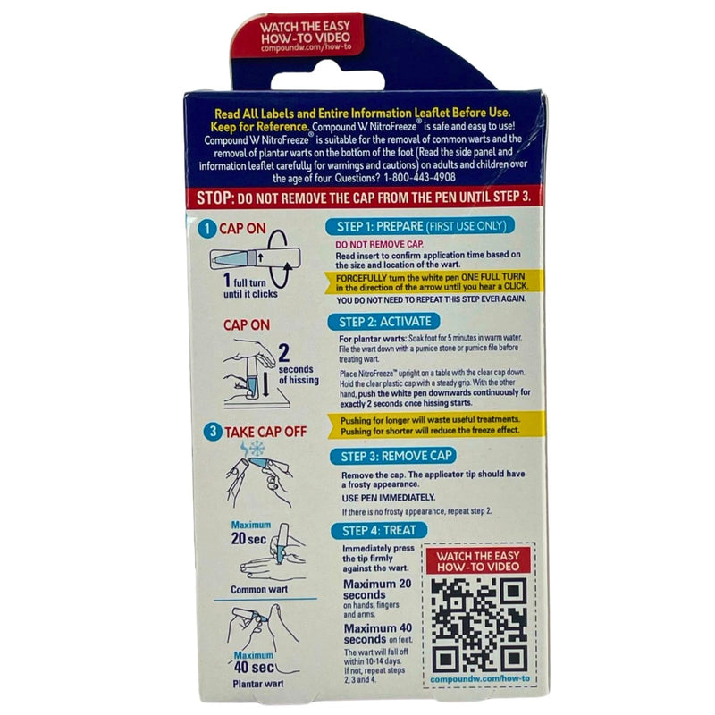 Compound W NitroFreeze Maximum Freeze Pen Remover 5 Replacement 1 Pack Exp 10/27