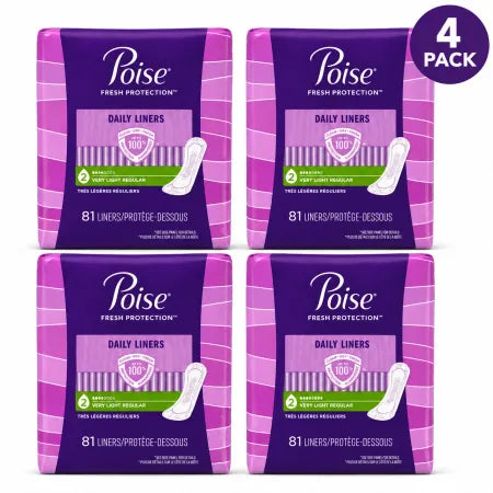 Poise Daily Liners Fresh Protection Very Light Long 81 Count 4 Pack product packaging