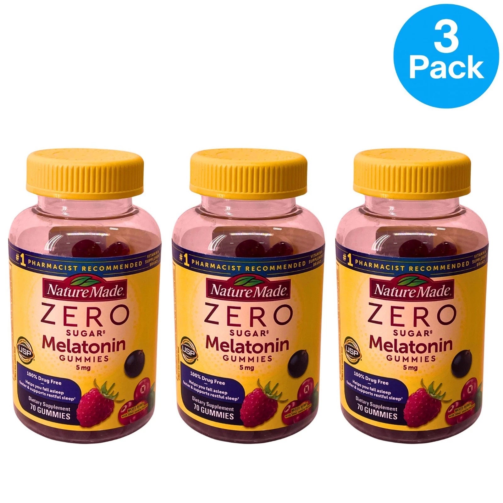 Nature Made Melatonin 5 mg Gummies 70 Ct 3 Pack New Exp 07/2027