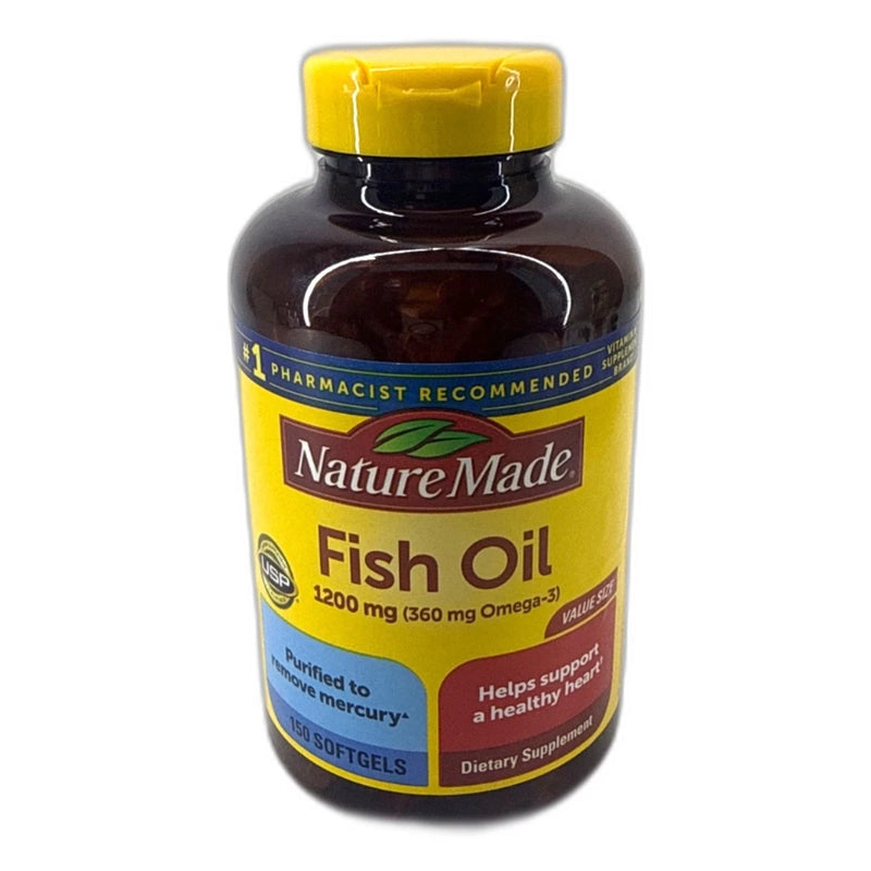 Nature Made Fish Oil 1200mg 150 Softgels Omega 3 Heart Health Exp 05/28 New