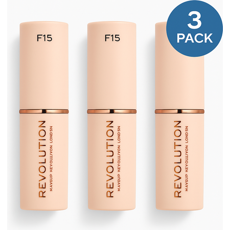 Revolution Fast Base Stick Foundation F15 3 Pack - Full Coverage - New