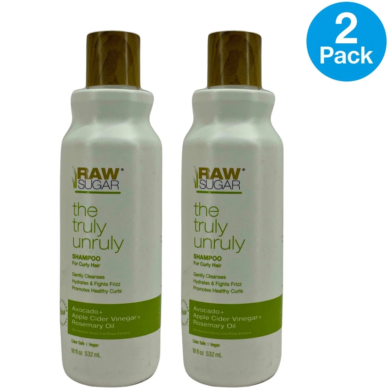 Raw Sugar Truly Unruly Shampoo 18 Oz 2 Pack New