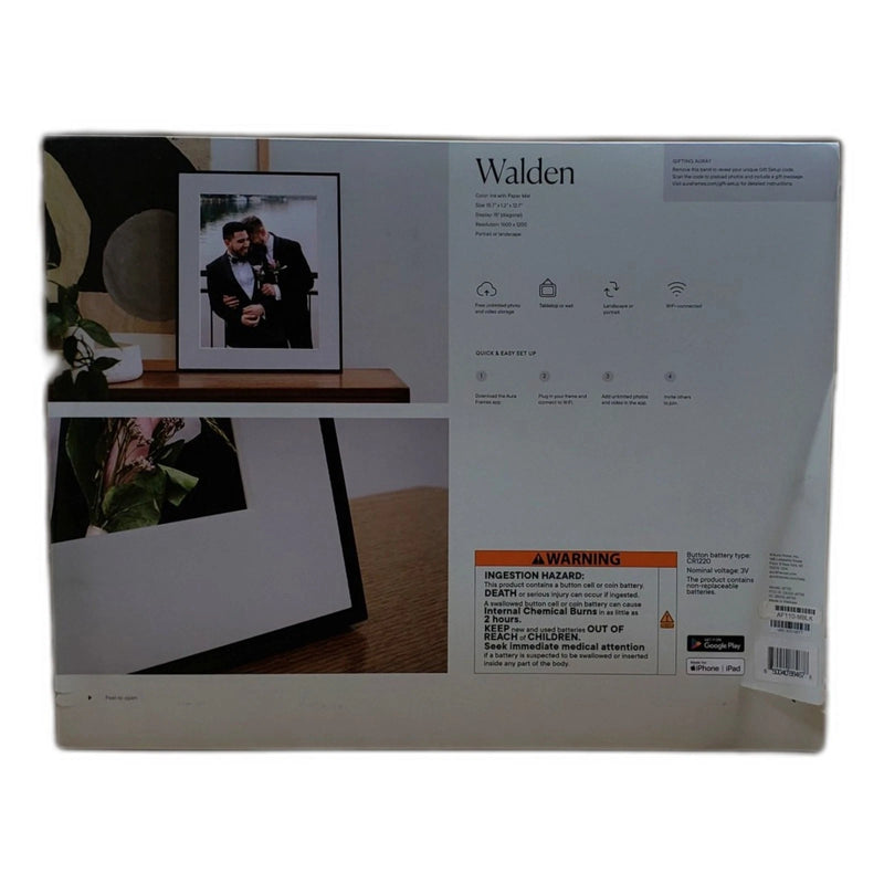 Aura Home AF110-MBLK Walden 15 Inch Digital WiFi Photo Frame Matted New