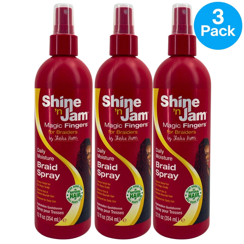 Shine 'n Jam Magic Fingers for Braiders Daily Moisture Braid Spray 12 fl oz 3 P