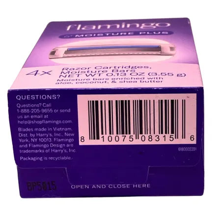 Flamingo Moisture Plus Razor Cartridges Refills 4 Count (6 Pack)