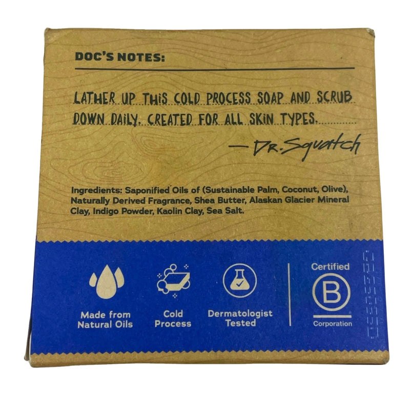 Dr. Squatch Fresh Falls Men's Natural Soap Alaskan Glacier Mineral Clay Zero Gri