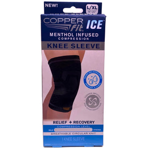 Copper Fit ICE Knee Sleeve Menthol Infused Circular Knit Unisex L/XL 1 Pack New