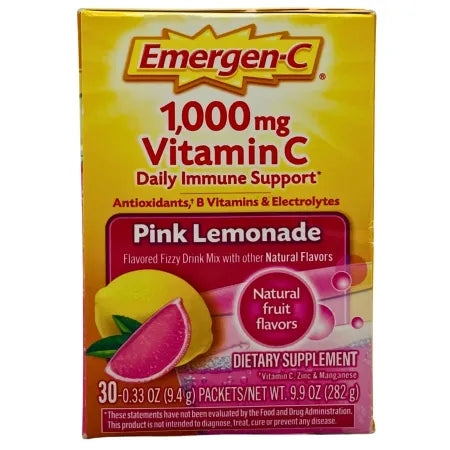 Emergen-C Vitamin C 1000mg Pink Lemonade 30 Packets Daily Immune Support 1/2026