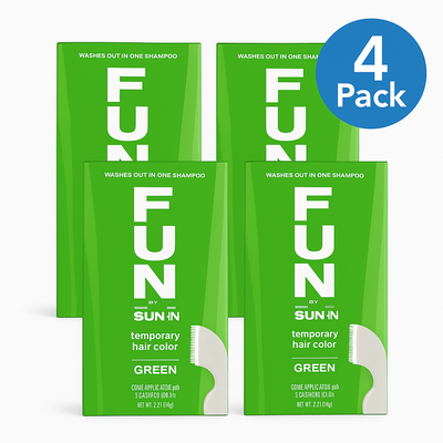 Fun In by Sun In – Temporary Hair Color Green – Pack of 4 (1 oz each) NEW