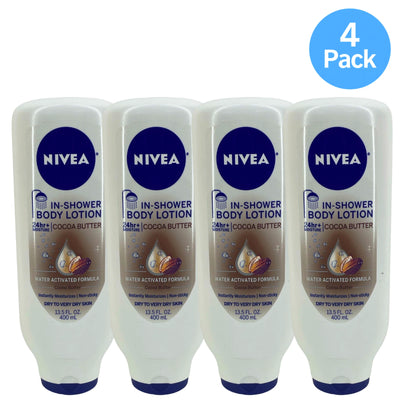 Nivea In-Shower Body Lotion Cocoa Butter 13.5 oz 4 Pack New