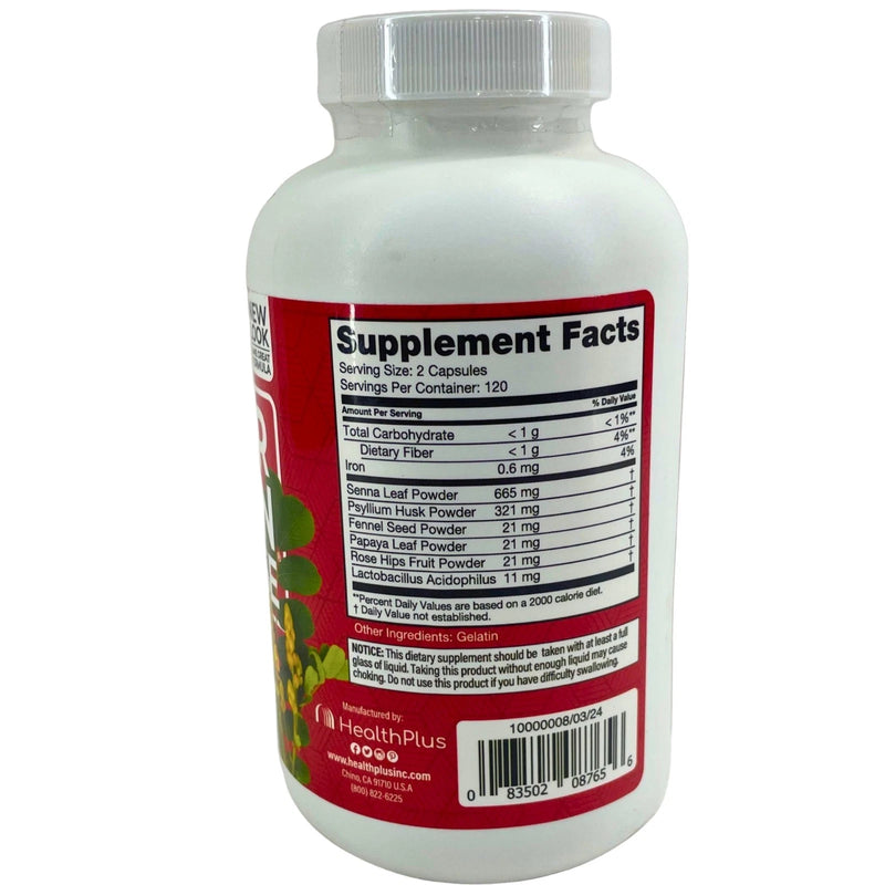 Health Plus Super Colon Cleanse Gentle Internal Detox 240 Cap 2 Pack Exp 01/27