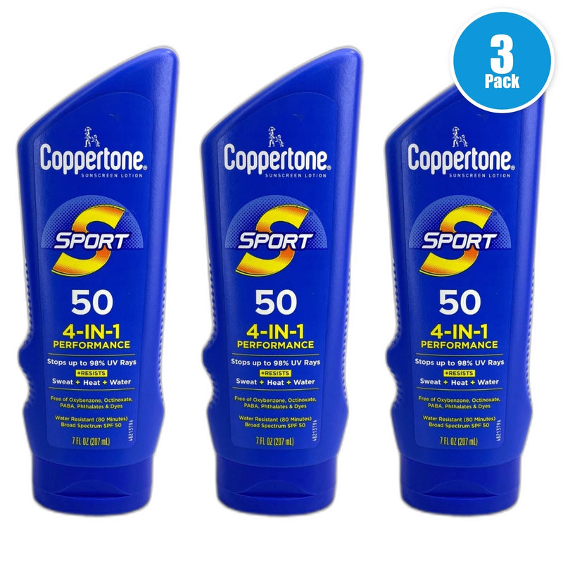 Coppertone Sport SPF50 4in1 Performance Sunscreen 7oz Exp 03/27 Pack of 3 New