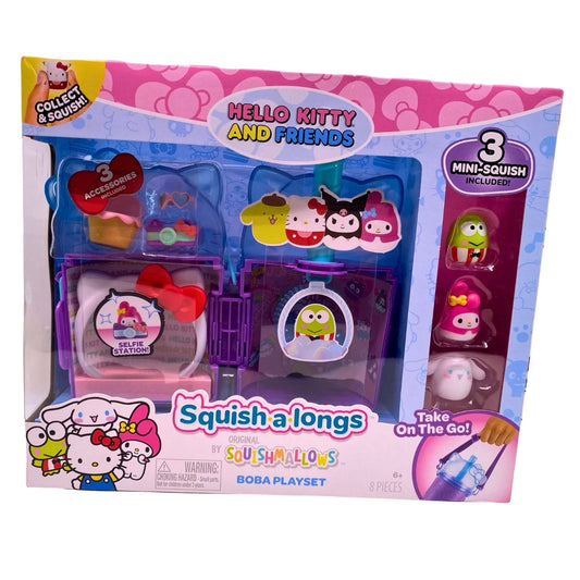 Hello Kitty and Friends Squish-a-longs Boba Playset - 3 Mini-Squish Figures