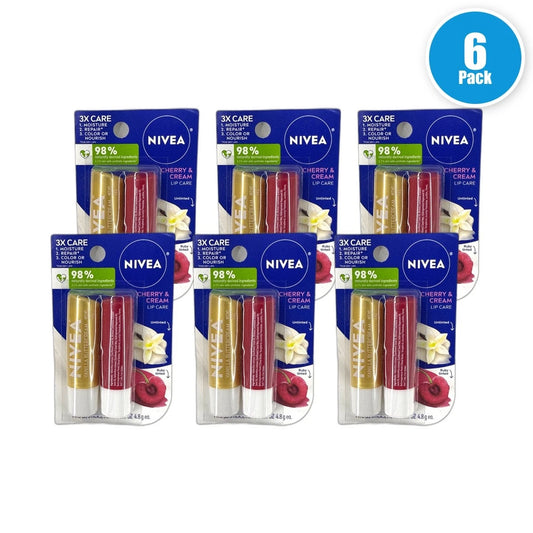 Nivea Cherry Cream Lip Care Untinted 12 Total Pack of 6 New