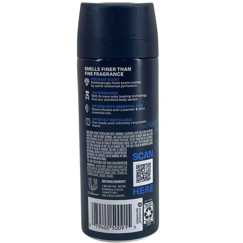AXE Fine Fragrance Collection Blue Lavender Mint Amber Premium Body Spray 4 Oz