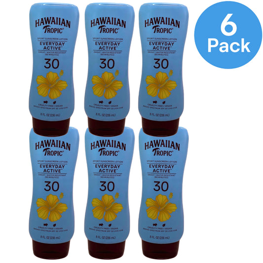 Hawaiian Tropic Everyday Active Sport Sunscreen Lotion SPF 30 8 fl oz 6 Pack New