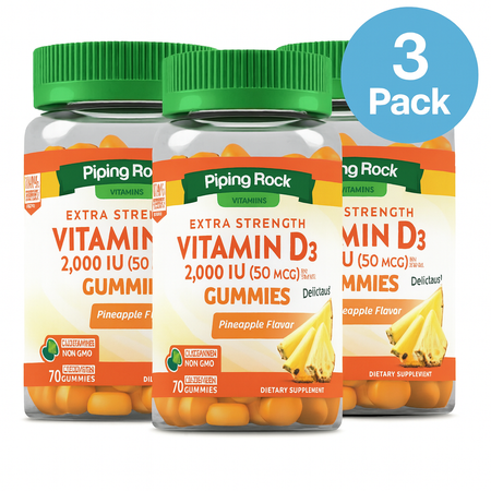 Piping Rock Vitamin D3 2000 IU Gummies 70ct 3 Pack New