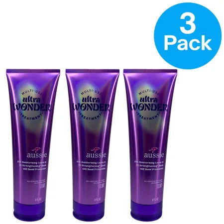 Aussie Ultra Wonder Multi-Use Hair Treatment 8oz Leave-In Mask 3 Pack Bundle