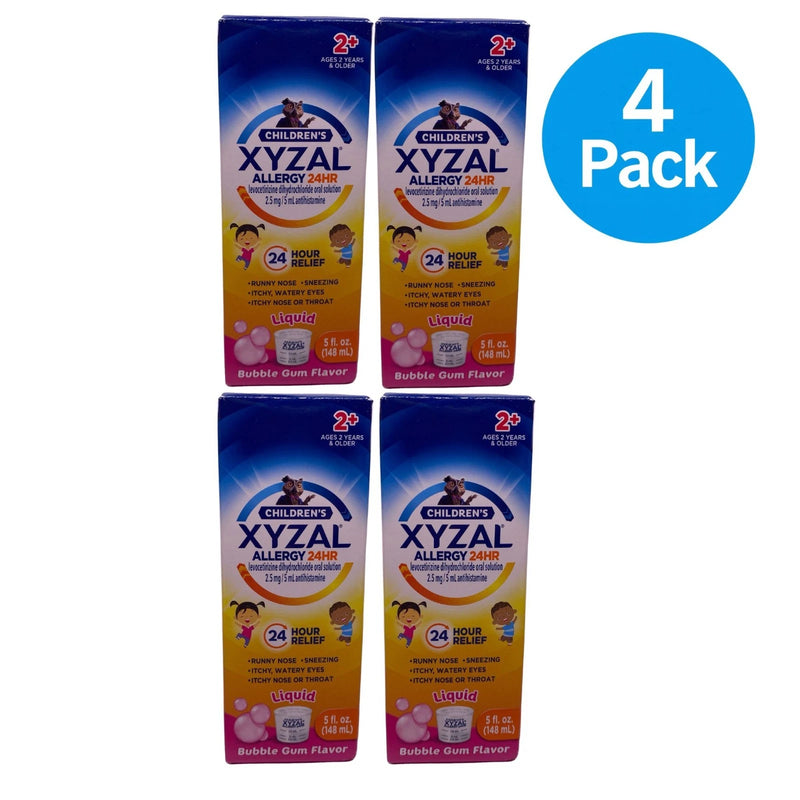 Children's Xyzal Allergy 24HR Liquid Bubble Gum 5 fl oz 4 Pack New Exp 06/27