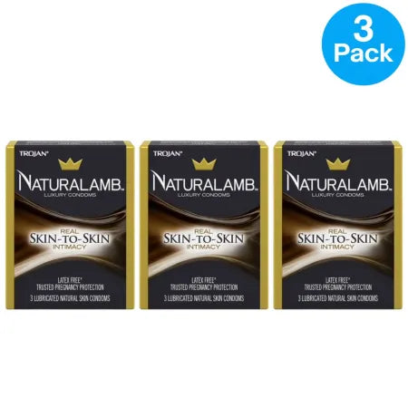 Trojan Naturalamb Luxury Condoms 3 Count 3 Pack, Latex-Free, Exp 09/01/2026
