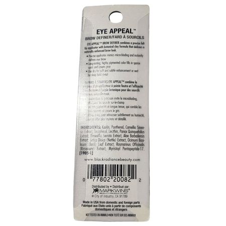Black Radiance Eye Appeal Brow Definer Soft Black 2.5g – 1 Pack New