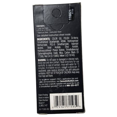Sensationail Color Gel Polish Black Sparkle 0.25 fl oz – 1 Pack New