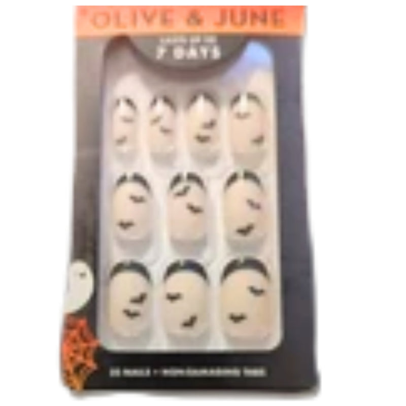 Olive & June Squoval Short Flying Bat French Tip - Press-On Nails - 1 Pack