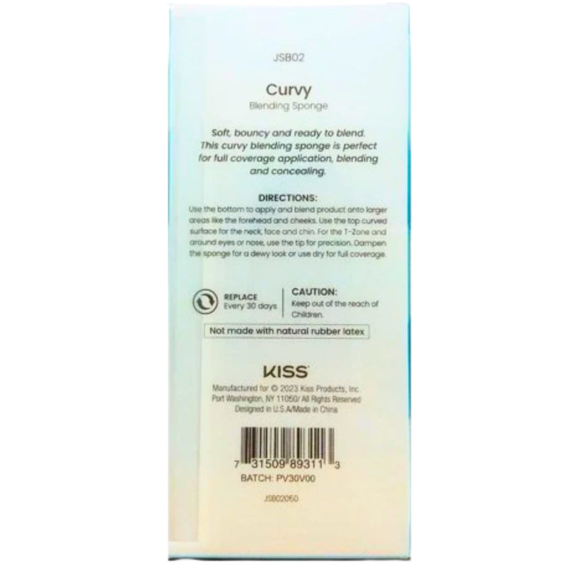 JOAH Sculpted Makeup Blending Sponge, Blue Curvy Shape - 1 Pack