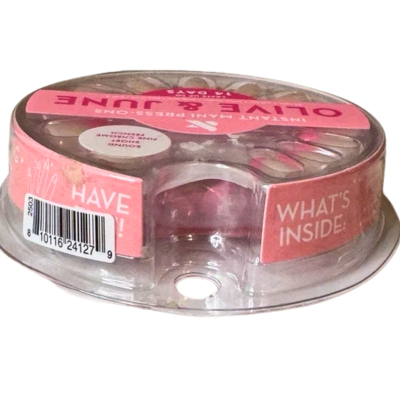 Olive & June Instant Mani Press-On Nails | Short Round 42 Count-Pink Chrome, 0.07 oz - 1 Pack