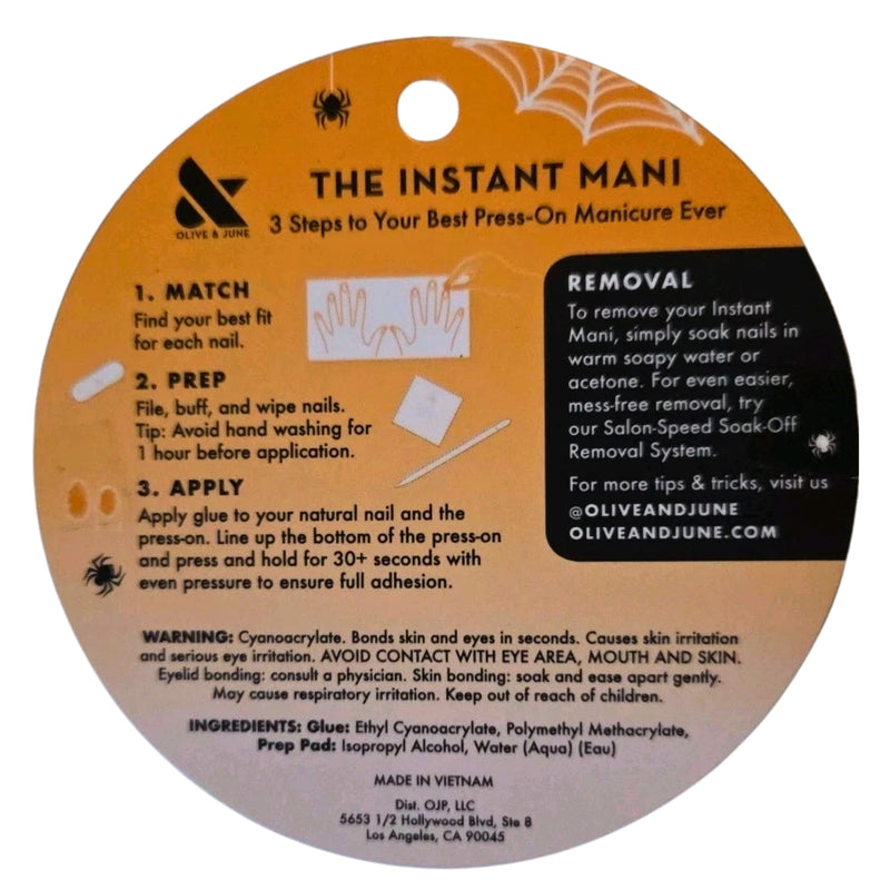 Olive & June Instant Mani Press-On Nails Short Round Boo Who? Halloween, 0.07oz - 1 Pack