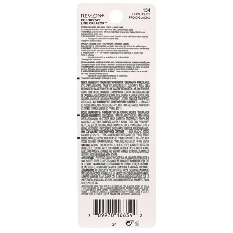 Revlon Colorstay Line Creator Double Ended Eyeliner 154 Cool As Ice New Sealed - 1 Pack