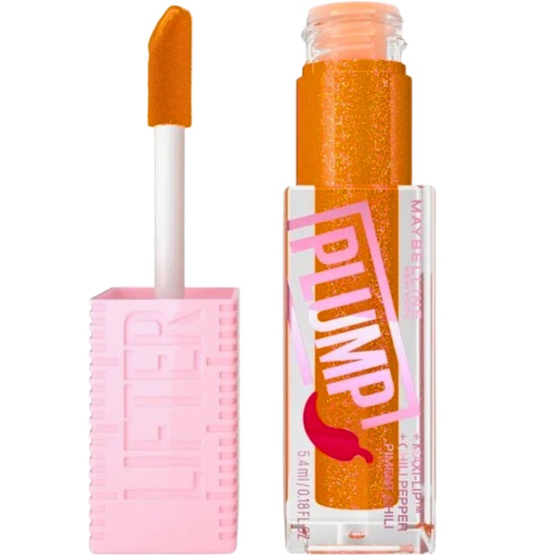 MAYBELLINE Lifter Gloss Lifter Plump, Plumping Lip Gloss, 008 HOT HONEY, 0.18oz - 1 Pack