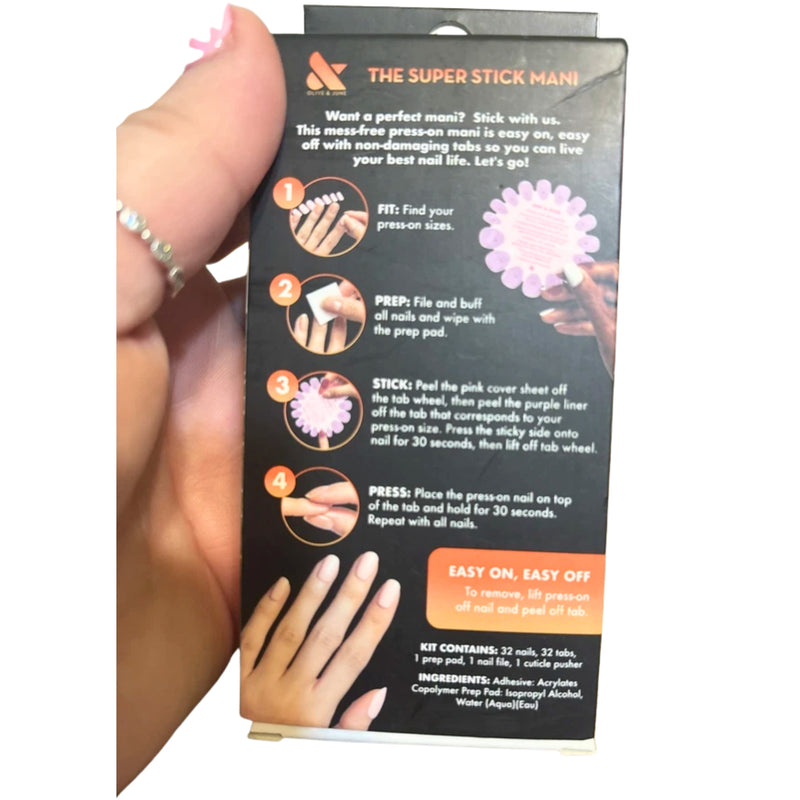 Olive & June Super Stick Mani Press-On Nails 32 Short Round Skeleton Fingers - 1 Pack