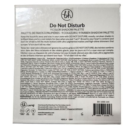 BH Cosmetics Do Not Disturb Eyeshadow Palette 9 Colors New
