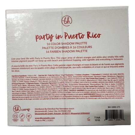 BH Cosmetics Party in Puerto Rico Eyeshadow Palette 16 Colors New