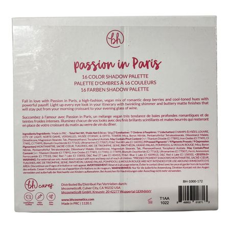 BH Cosmetics Passion in Paris Eyeshadow Palette 16 Colors New