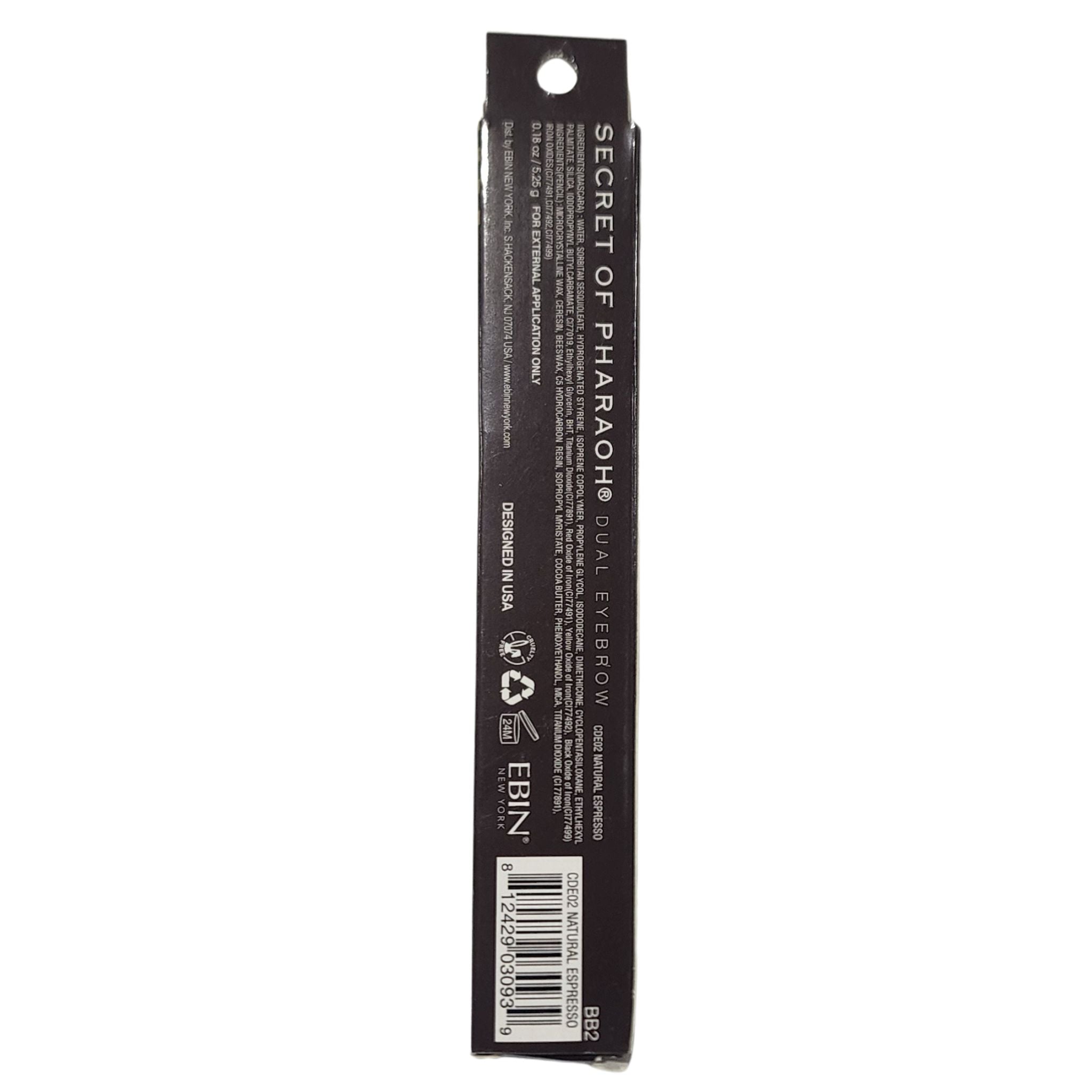 Secret of Pharaoh Dual Eyebrow Mascara Natural Espresso 0.18oz New