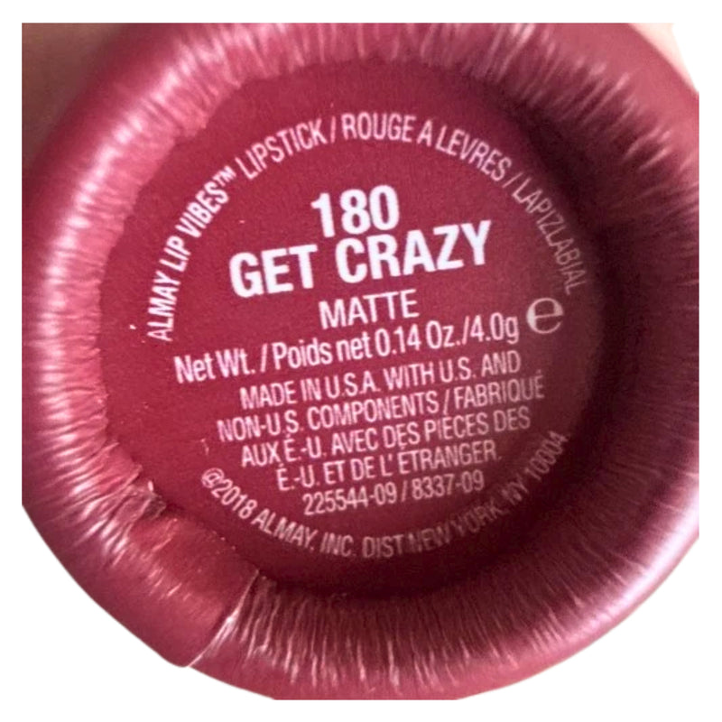 Almay Lip Vibes Lipstick with Vitamin E Oil & Shea Butter, 180 Get Crazy 0.14 Oz - 1 Pack