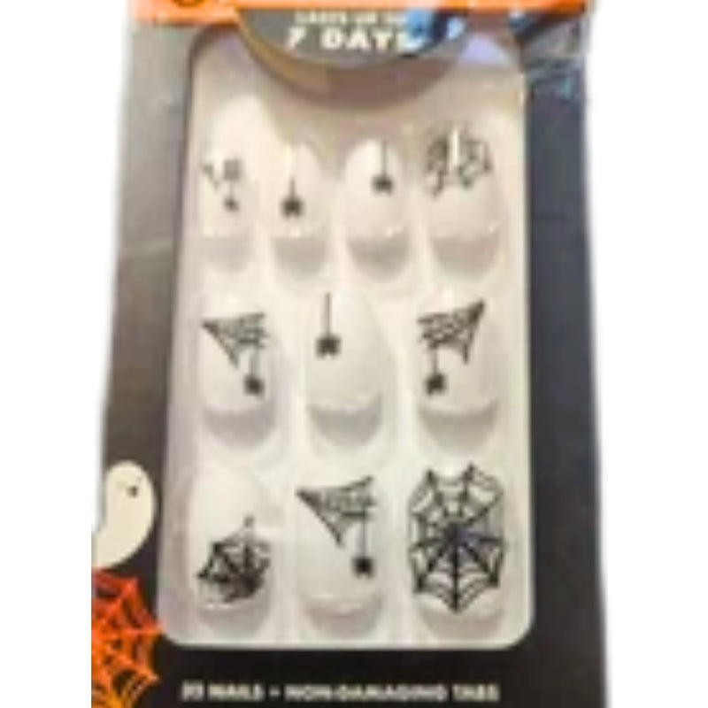 Olive & June Squoval Extra Short Halloween Spider Web 32 Ct - Press-On Nails - 1 Pack
