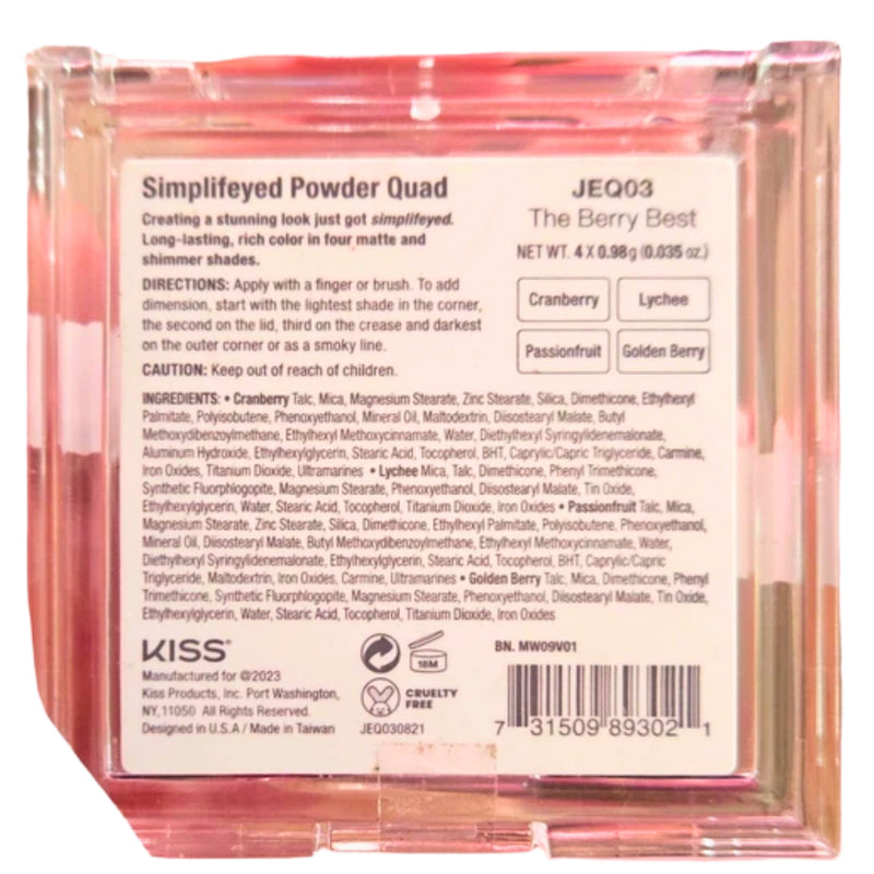 Joah Simplifeyed Quad Eyeshadow Palette, The Berry Best JEQ03, 0.14 oz -1 Pack