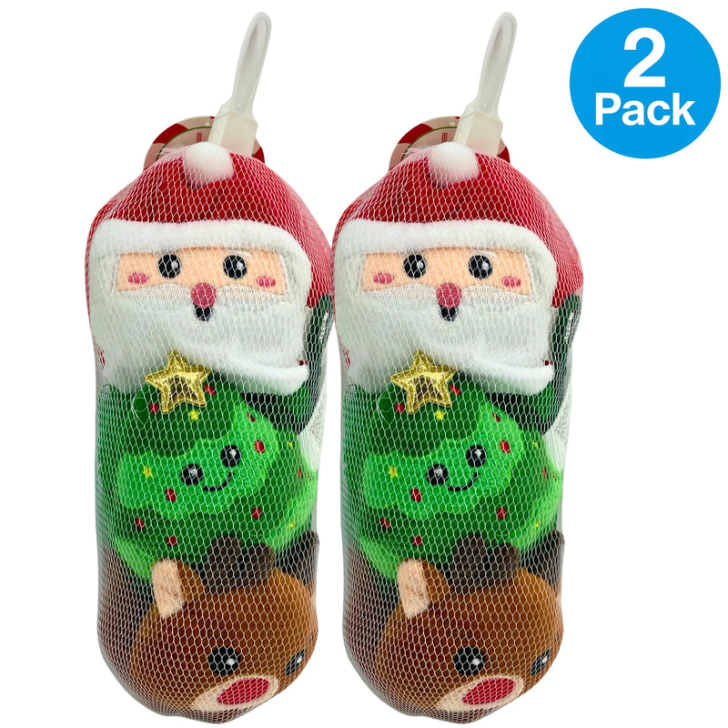 U Style Christmas Holiday Character Loofahs Santa Tree Reindeer 3 Count 2 Pack B