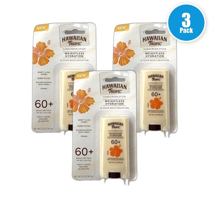 Hawaiian Tropic Weightless Hydration Stick SPF Sunscreen Exp 09/28 Pack of 3 New