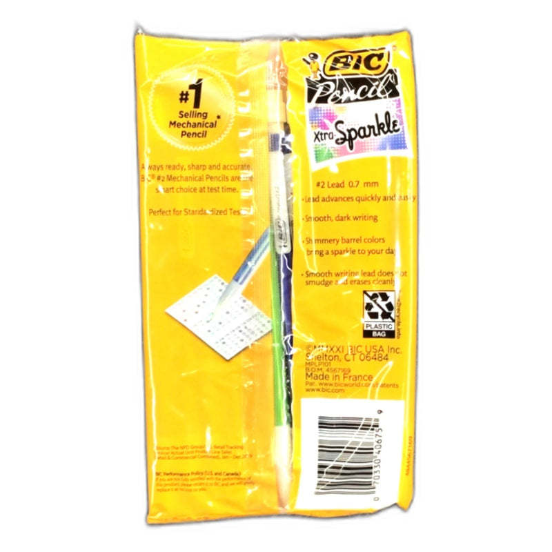 BIC Xtra-Sparkle Mechanical Pencil 0.7mm #2 Pack of 3 New