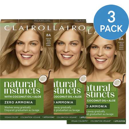 Clairol Natural Instincts 8A Hair Color 3 Pack Zero Ammonia Coconut Aloe New