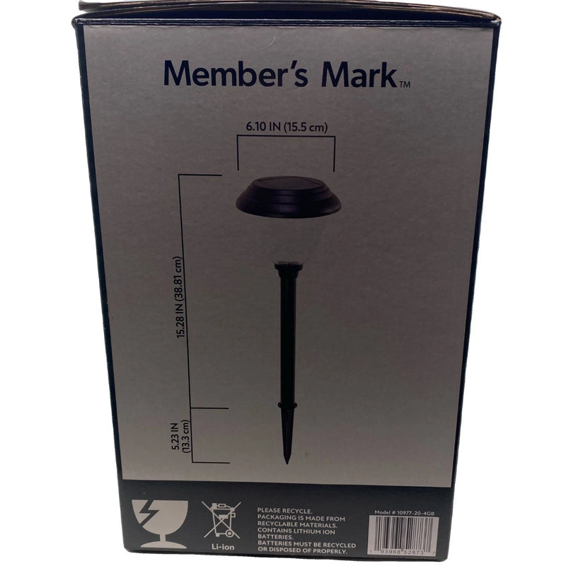 Member's Mark LED Solar Path Lights Matte Black 4 Pack New