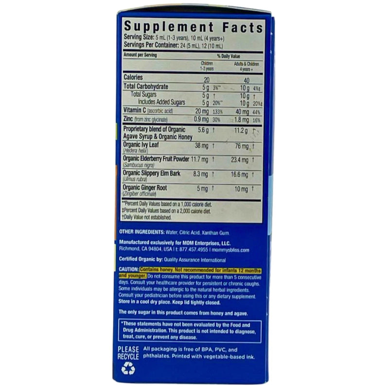Mommy’s Bliss Organic Kids Cough Syrup & Mucus 4oz 3 Pack New Exp 02/2027