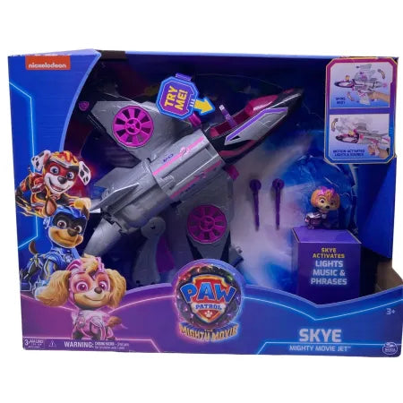 Paw Patrol Mighty Movie Skye pink jet toy vehicle with propeller and movable parts