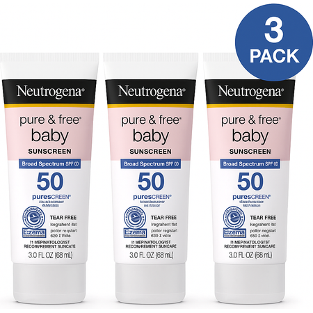Neutrogena Pure & Free Baby SPF 50 Sunscreen 3 oz 3 Pack Exp 11/2025 New